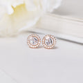 Solitaire Elegance Rose Gold-Plated CZ 925 Sterling Silver Earrings