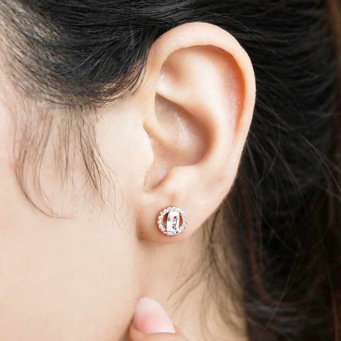 Solitaire Elegance Rose Gold-Plated CZ 925 Sterling Silver Earrings