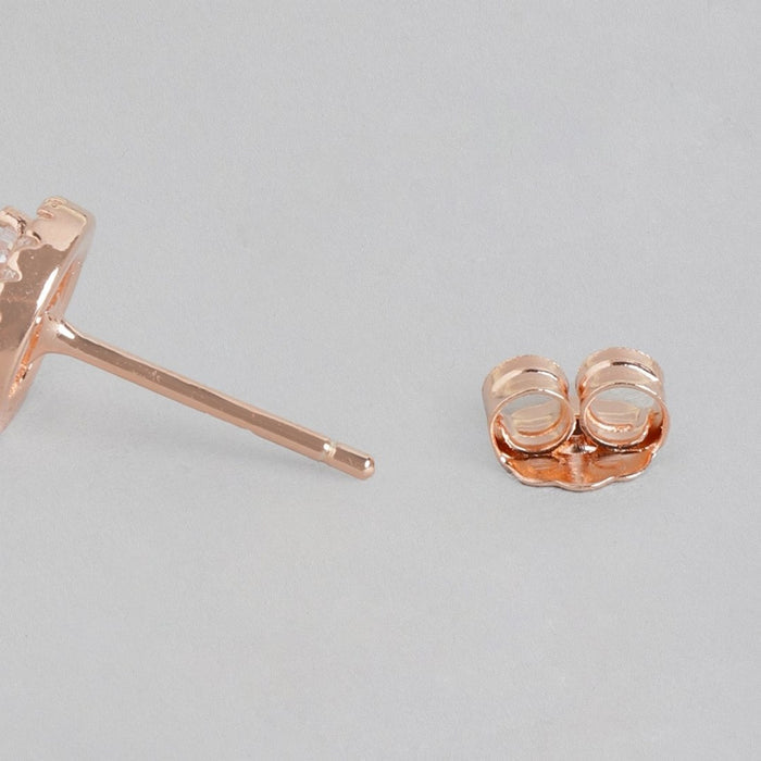 Solitaire Elegance Rose Gold-Plated CZ 925 Sterling Silver Earrings