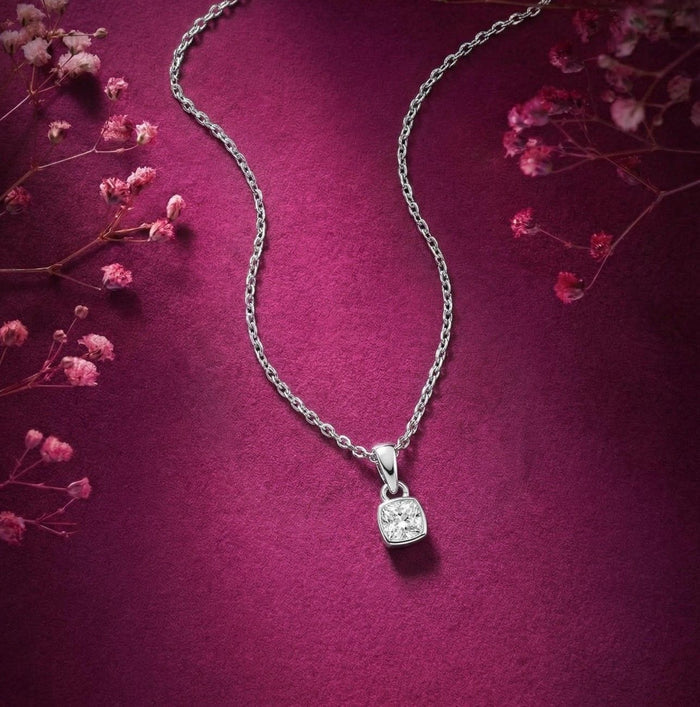 Solitaire Glow Rhodium Plated 925 Silver Necklace