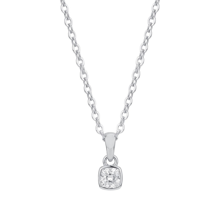 Solitaire Glow Rhodium Plated 925 Silver Necklace
