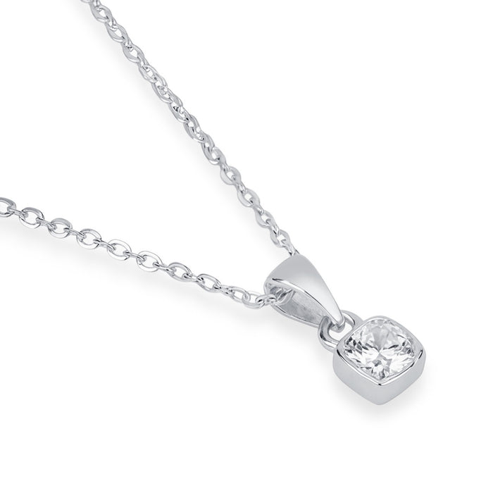 Solitaire Glow Rhodium Plated 925 Silver Necklace