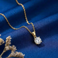 Solitaire Gold Plated 925 Sterling Silver Pendant with Link Chain