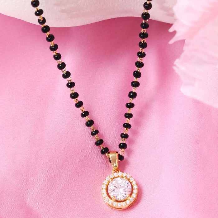 Solitaire Halo Gold Plated 925 Sterling Silver Mangalsutra