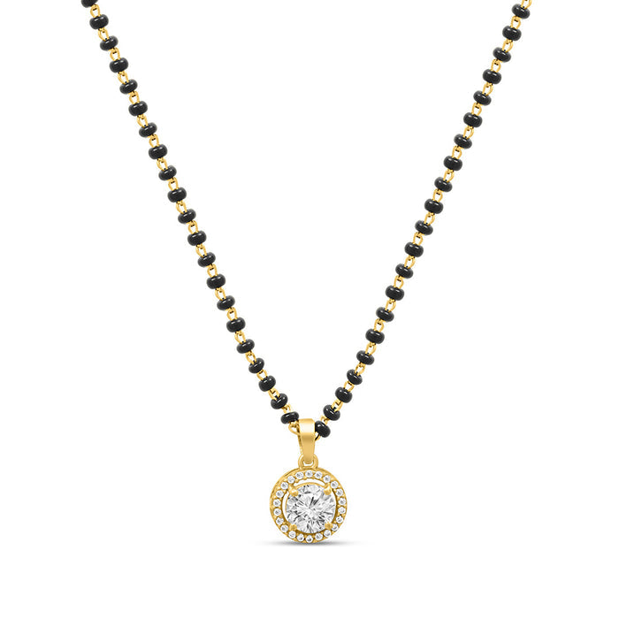 Solitaire Halo Gold Plated 925 Sterling Silver Mangalsutra