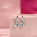 Solitaire Halo Rhodium Plated 925 Sterling Silver Earrings