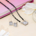 Solitaire Halo Rhodium Plated 925 Sterling Silver Jewelery Set