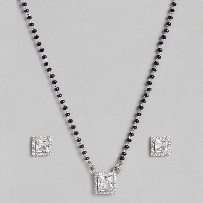 Solitaire Halo Rhodium Plated 925 Sterling Silver Jewelery Set