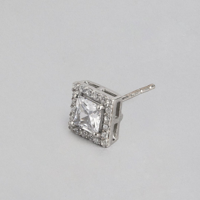 Solitaire Halo Rhodium Plated 925 Sterling Silver Jewelery Set