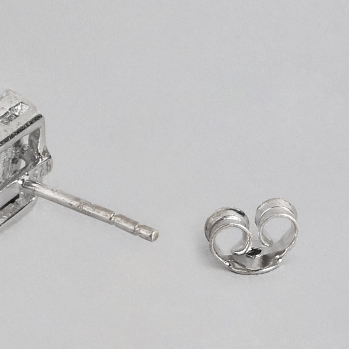 Solitaire Halo Rhodium Plated 925 Sterling Silver Jewelery Set