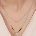 Solitaire Halo Rhodium Plated 925 Sterling Silver Mangalsutra