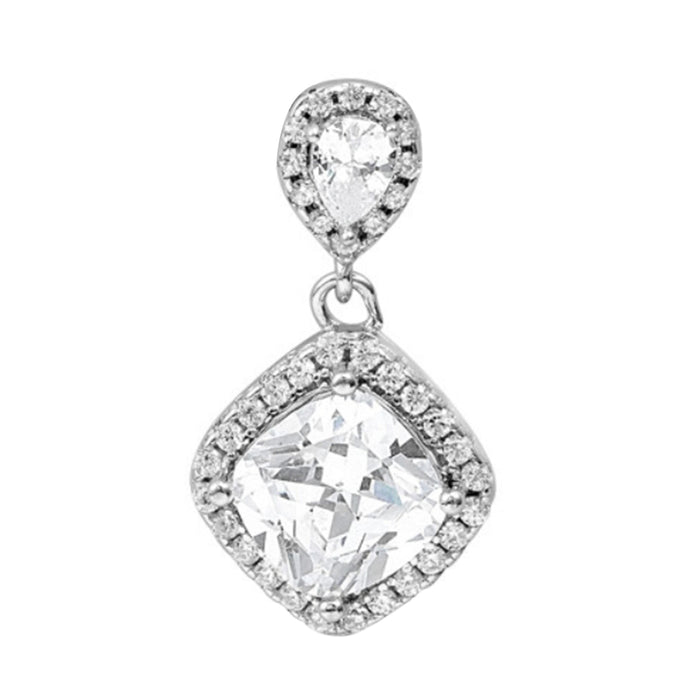 Solitaire Halo Rhodium Plated 925 Sterling Silver Pendants