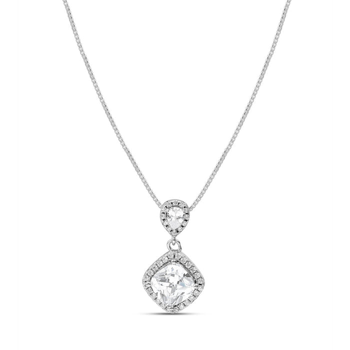 Solitaire Halo Rhodium Plated 925 Sterling Silver Pendants