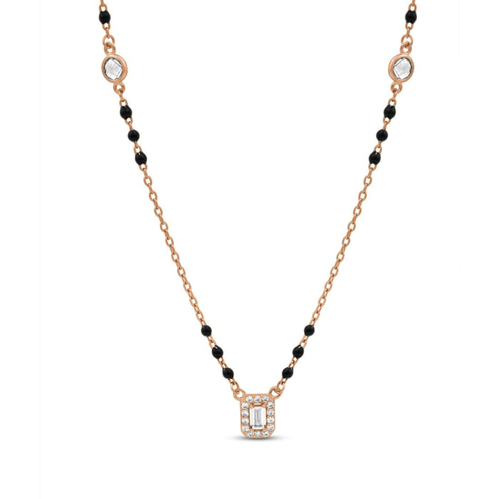Solitaire Halo Rose Gold Plated 925 Sterling Silver Mangalsutra