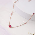 Solitaire Halo Rose Gold Plated 925 Sterling Silver Necklace