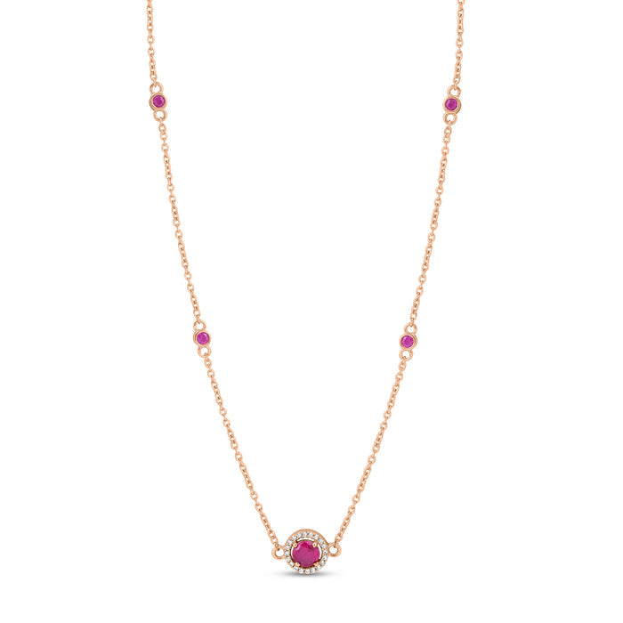 Solitaire Halo Rose Gold Plated 925 Sterling Silver Necklace