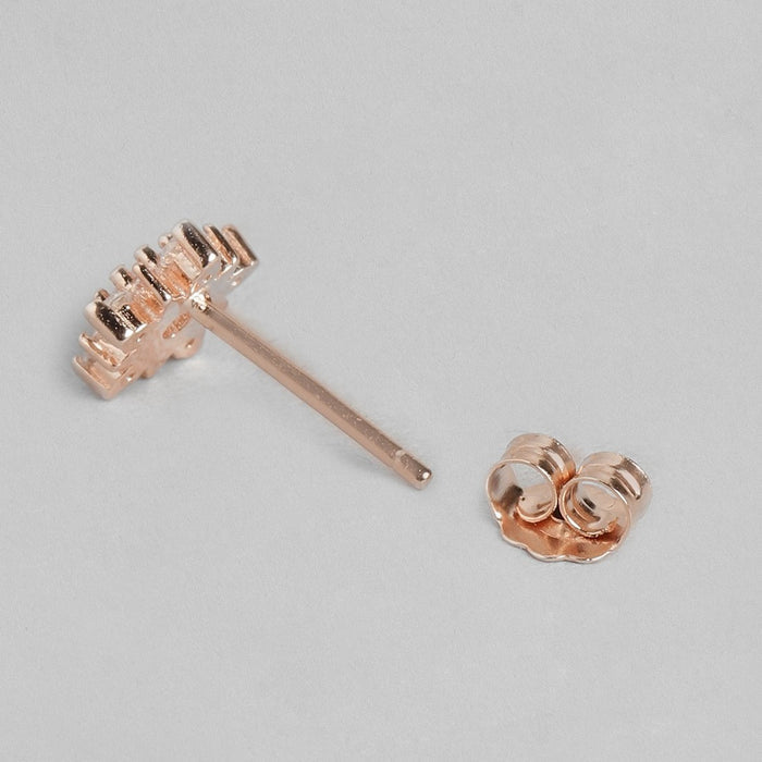 Solitaire Halo Rose Gold Plated 925 Sterling Silver Stud Earrings