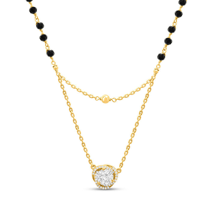 Solitaire Layered Gold Plated 925 Sterling Silver Mangalsutra