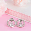 Solitaire Radiance Rhodium-Plated CZ 925 Sterling Silver Women's Earrings