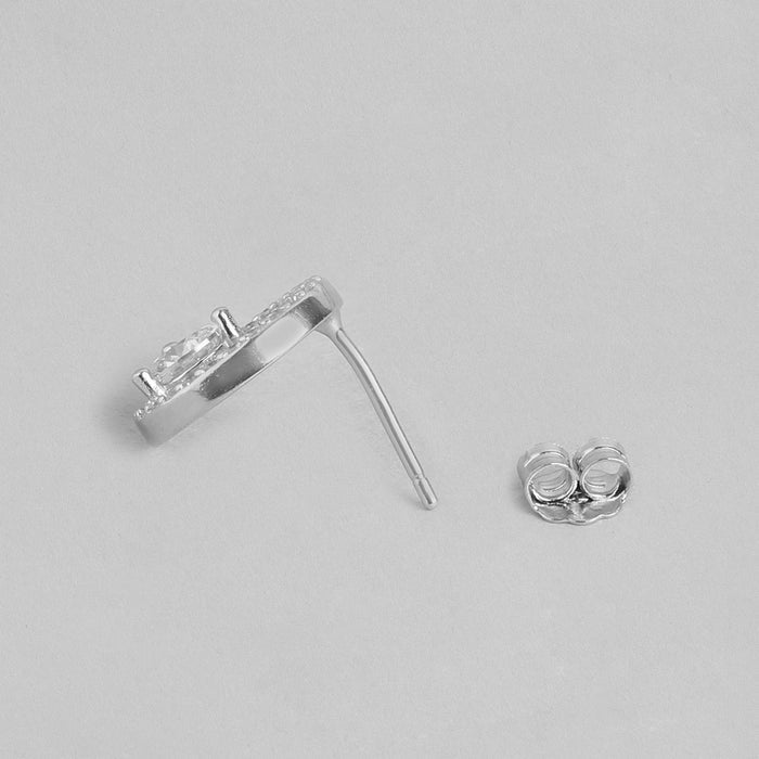 Solitaire Radiance Rhodium-Plated CZ 925 Sterling Silver Women's Earrings