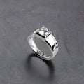 Solitaire Resolute CZ Rhodium Plated 925 Silver Mens Ring(Adjustable)