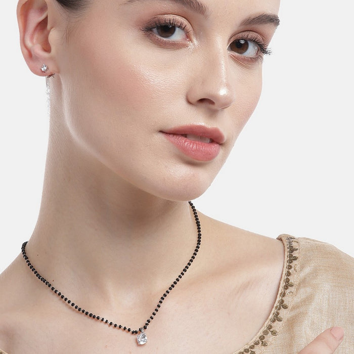 Solitaire Rhodium Plated 925 Sterling Silver Jewelry Set