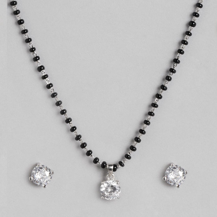 Solitaire Rhodium Plated 925 Sterling Silver Jewelry Set