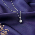 Solitaire Rhodium Plated 925 Sterling Silver Pendant with Link Chain
