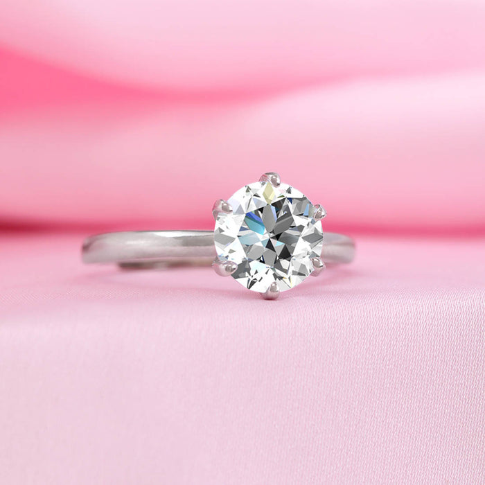 Solitaire Rhodium Plated 925 Sterling Silver Ring