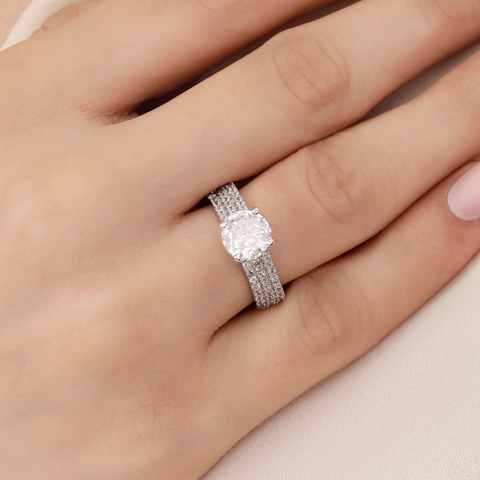 Solitaire Rhodium Plated 925 Sterling Silver Ring
