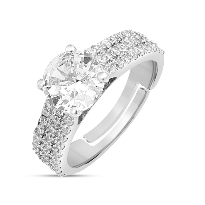 Solitaire Rhodium Plated 925 Sterling Silver Ring