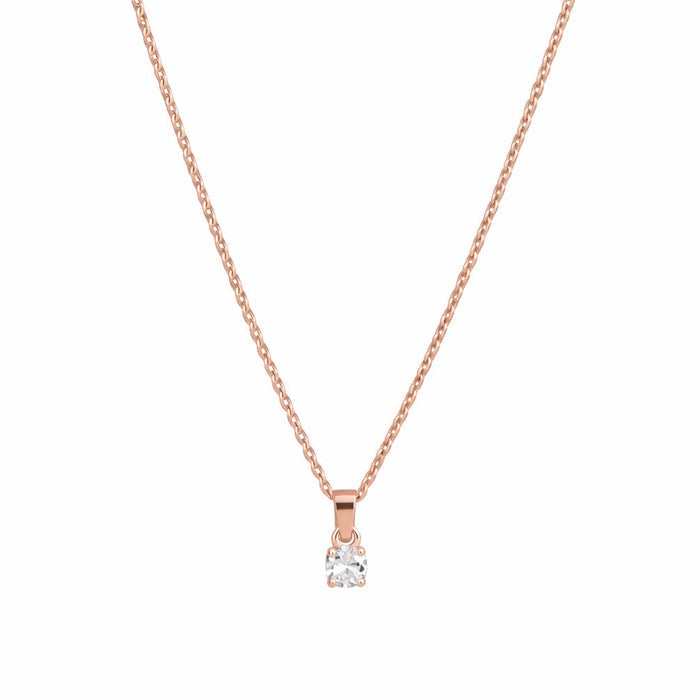 Solitaire Rose Gold Plated 925 Silver Pendant with Link Chain