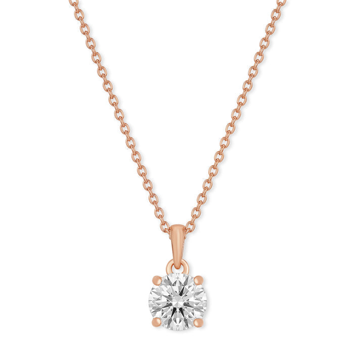 Solitaire Rose Gold Plated 925 Silver Pendant With Link Chain