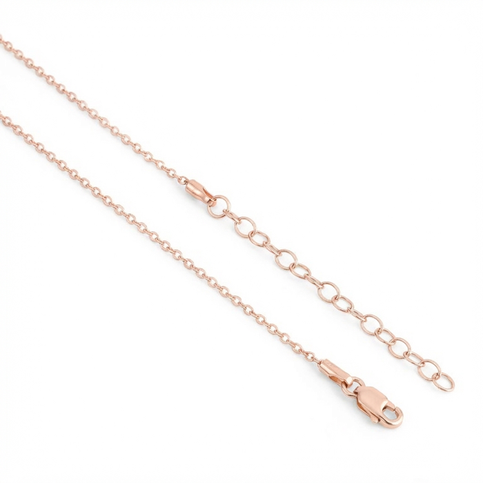 Solitaire Rose Gold Plated 925 Silver Pendant With Link Chain