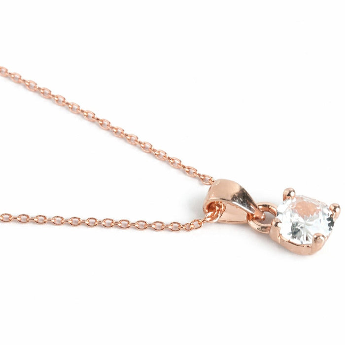 Solitaire Rose Gold Plated 925 Silver Pendant with Link Chain