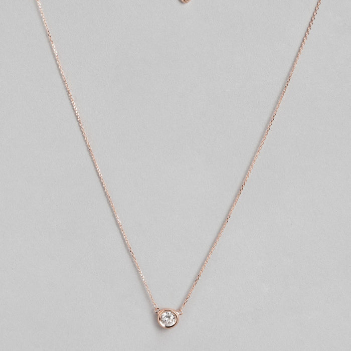 Solitaire Rose Gold Plated 925 Sterling Silver Necklace