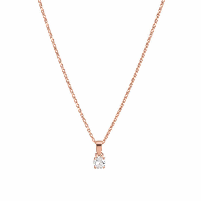 Solitaire Rose-Gold Plated 925 Sterling Silver Pendant with Link Chain