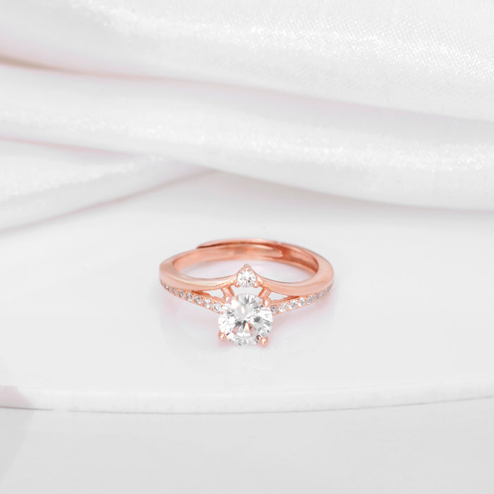Solitaire Rose Gold Plated 925 Sterling Silver Ring