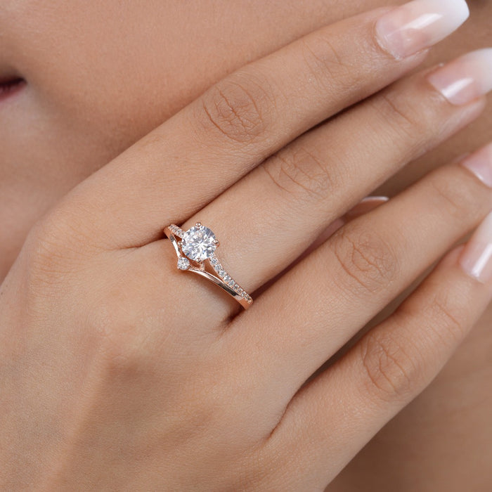 Solitaire Rose Gold Plated 925 Sterling Silver Ring