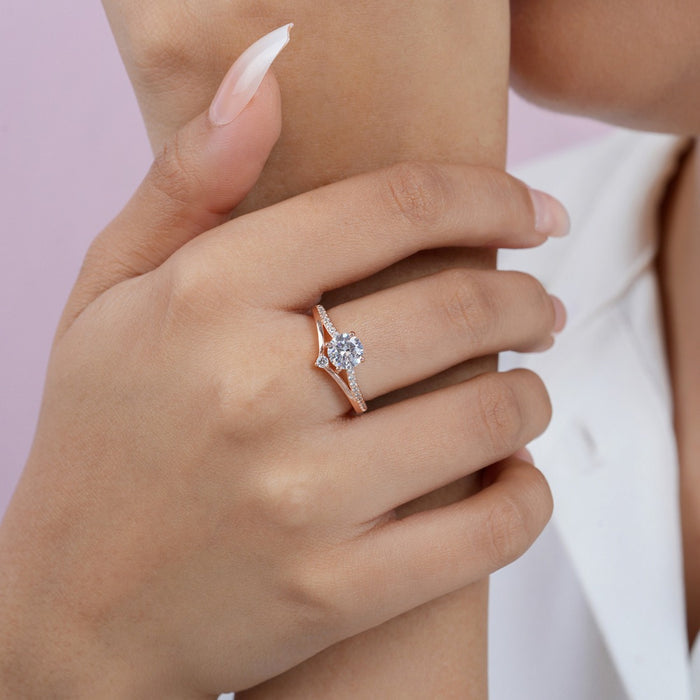 Solitaire Rose Gold Plated 925 Sterling Silver Ring