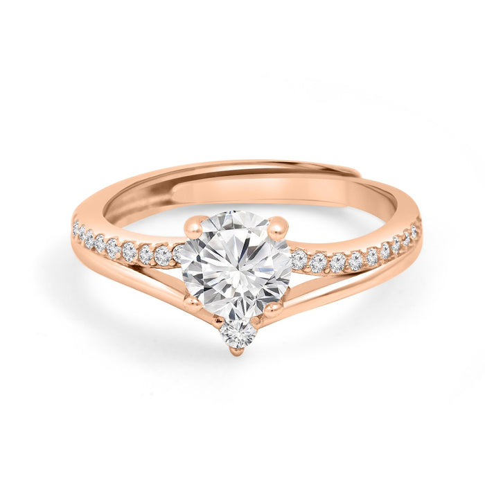 Solitaire Rose Gold Plated 925 Sterling Silver Ring