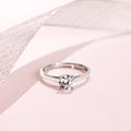 Solitaire Sparkle Rhodium Plated 925 Sterling Silver Womens Ring (Adjustable)
