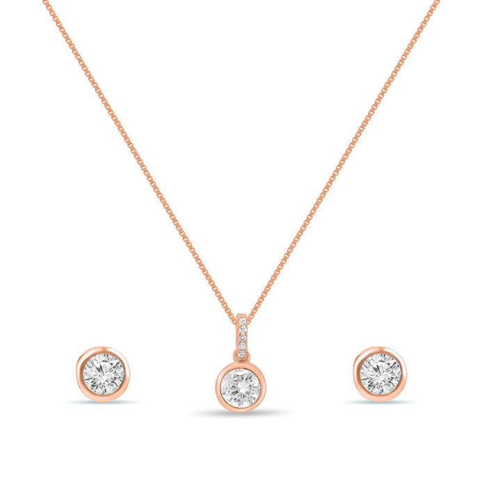 Solo Sparkle Rose Gold Plated 925 Sterling Silver Jewellery Set