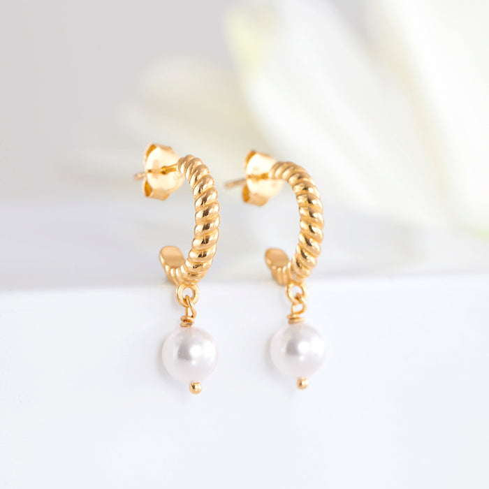 Solstice Pearl Gold Plated 925 Sterling Silver Earrings