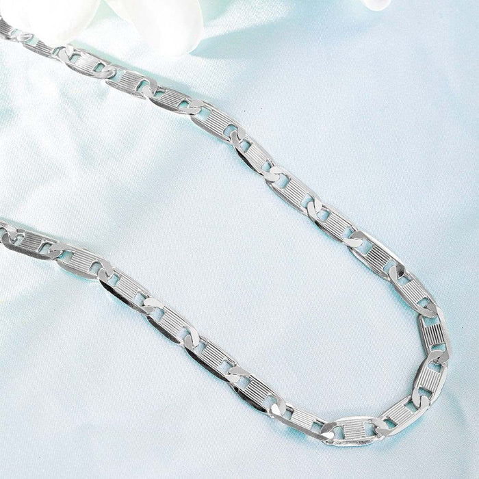 Sophisticated 925 Sterling Silver Men's Chain with Rhodium Plating