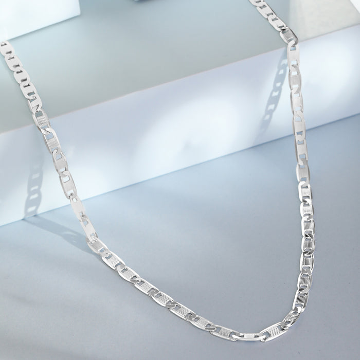Sophisticated 925 Sterling Silver Men's Chain with Rhodium Plating