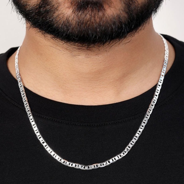 Sophisticated 925 Sterling Silver Men's Linked Chain