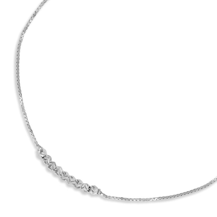 Women's 925 Sterling Silver anklet with a rhodium plated box chain and faceted silver beads – Zavya