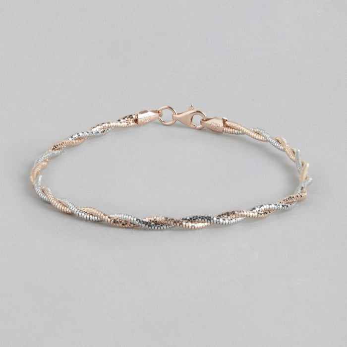 Sophisticated Dual Tone Weave Bracelet 925 Sterling Silver