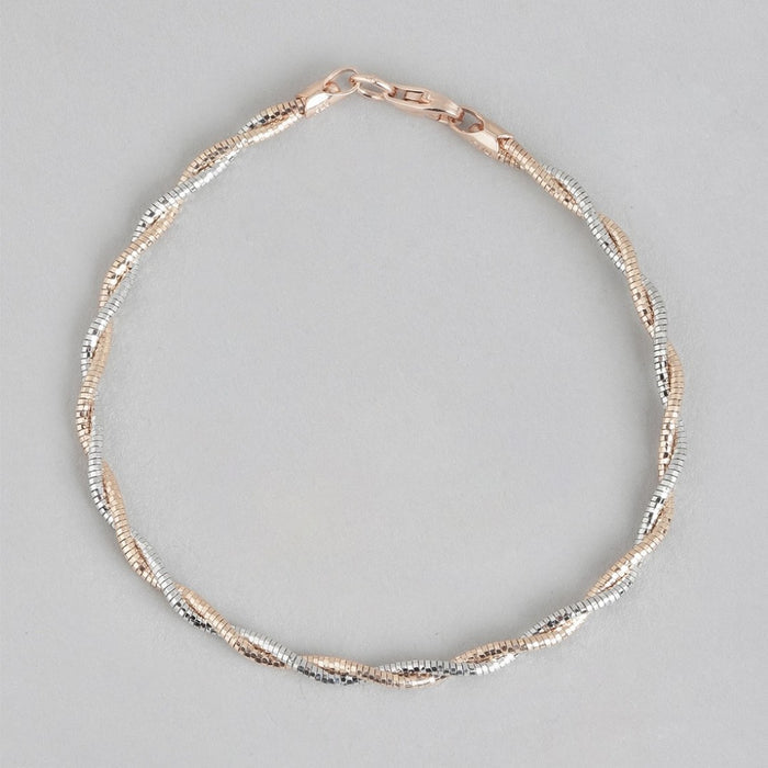 Sophisticated Dual Tone Weave Bracelet 925 Sterling Silver